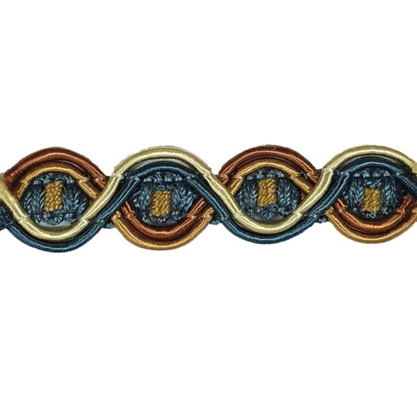 London Eye Braid - Colour. 7085 Cream/Rust/Blue